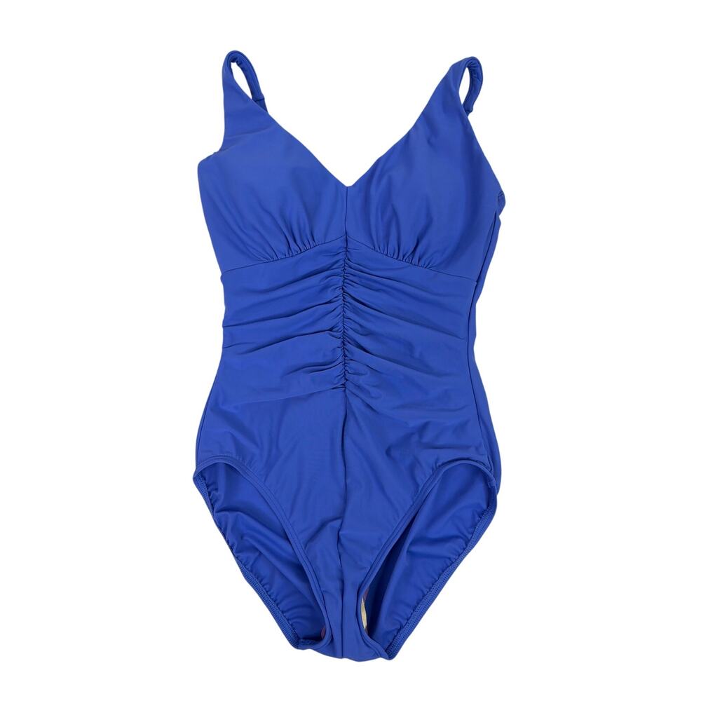 NEW Miraclesuit x Talbots tummy control one piece swimsuit Blue 8